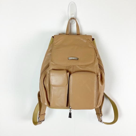 tan leather mini backpack